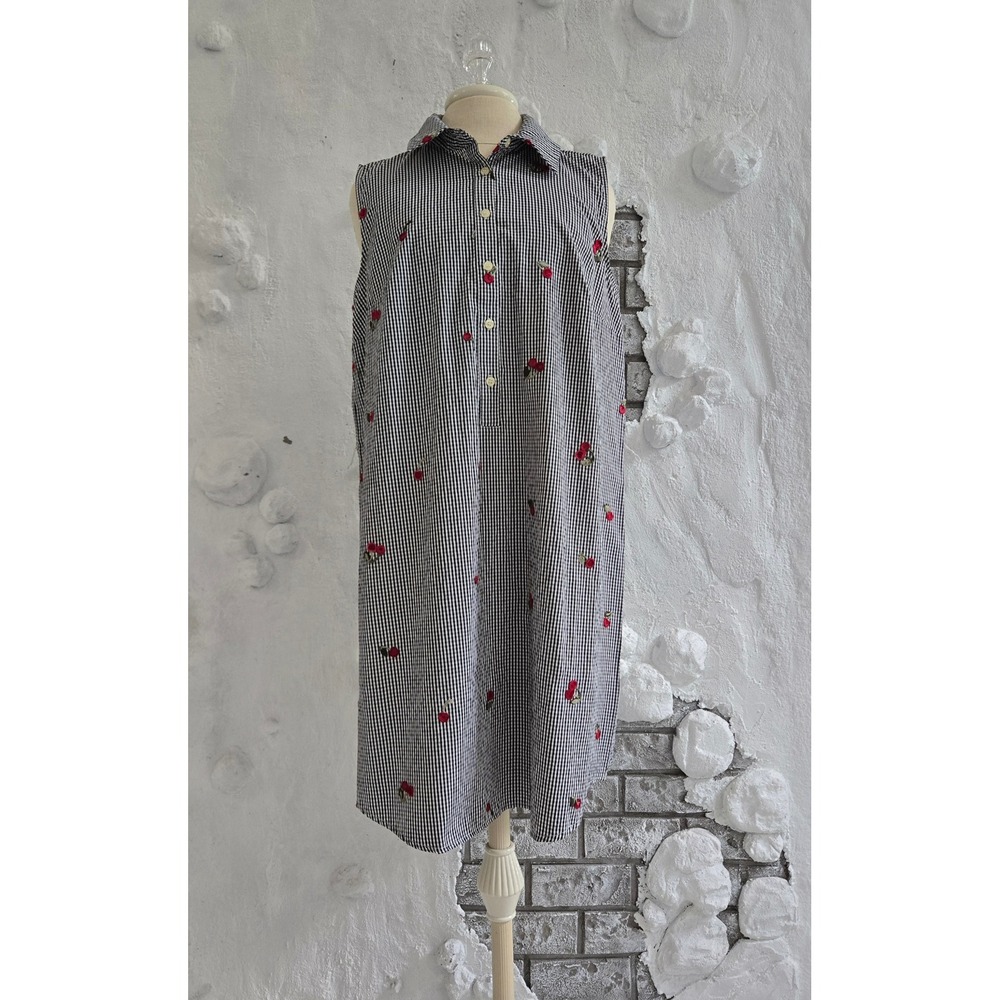 Amy Grevera Cherry Embroidered Sleeveless Shift Dress Large Cottagecore Boho